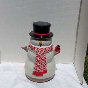 North Pole snowman Christmas cookie Jar